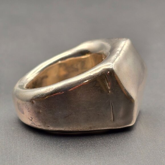 VTG Israel Sterling Silver Puffy Dome Ring Size 7 Sculptural Diamond Front 7.59g - Picture 6 of 10